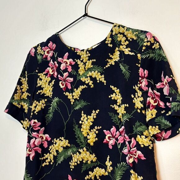 Whistles Silk Floral Short Sleeve Blouse 4 - Picture 2 of 6